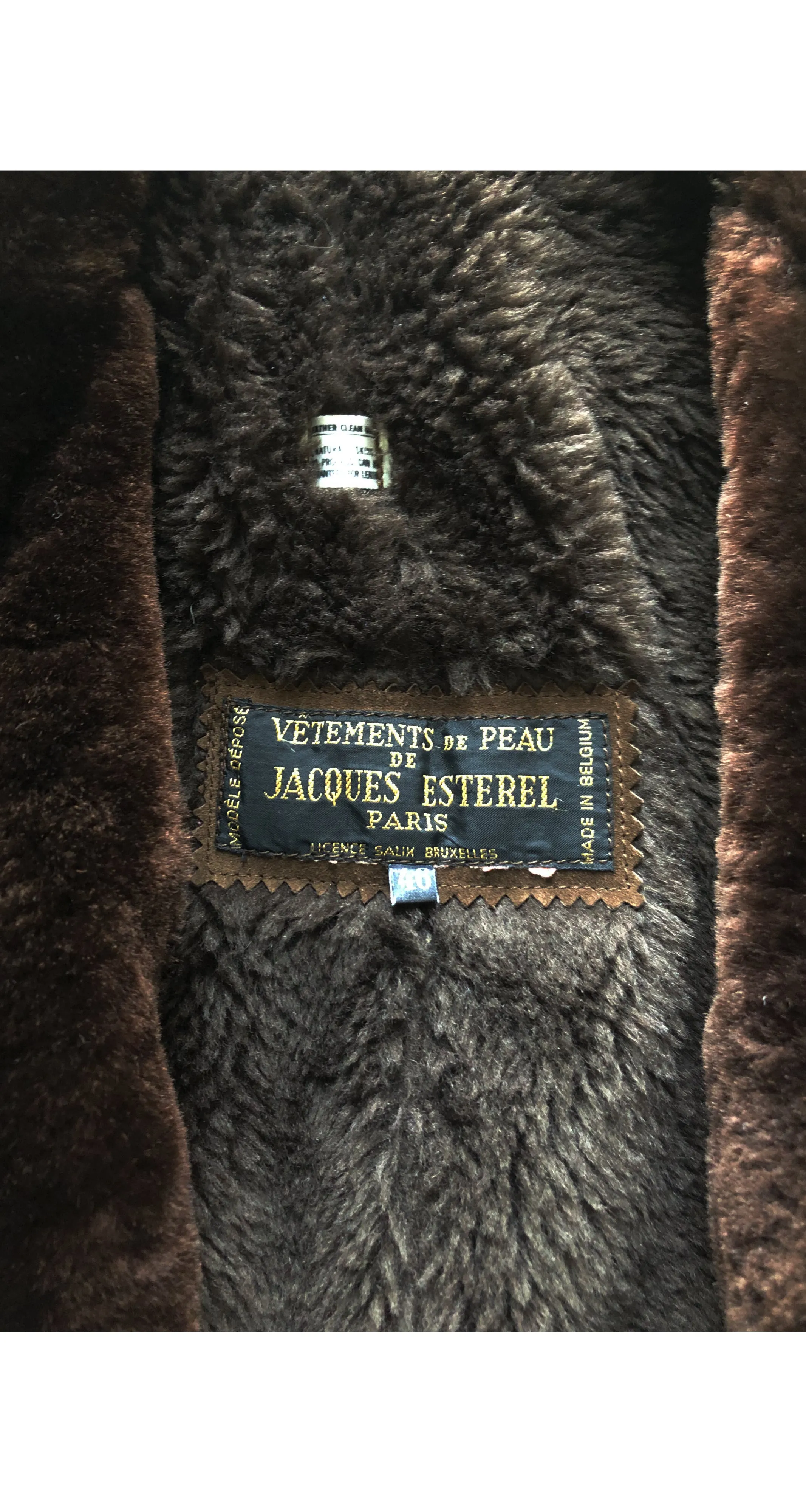 1970s Men's Brown Shearling & Suede Double-Breasted Coat