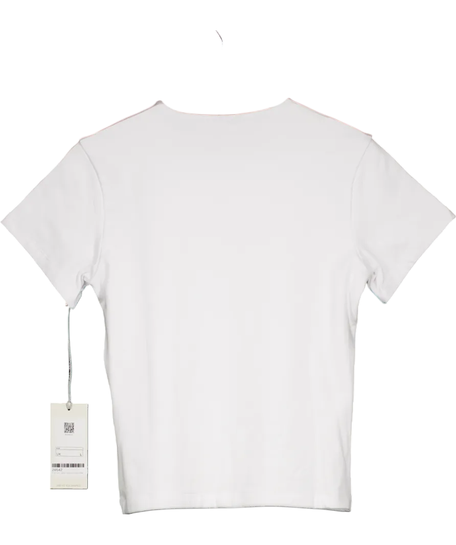 Ambela White Double Layered Cotton T-shirt UK L