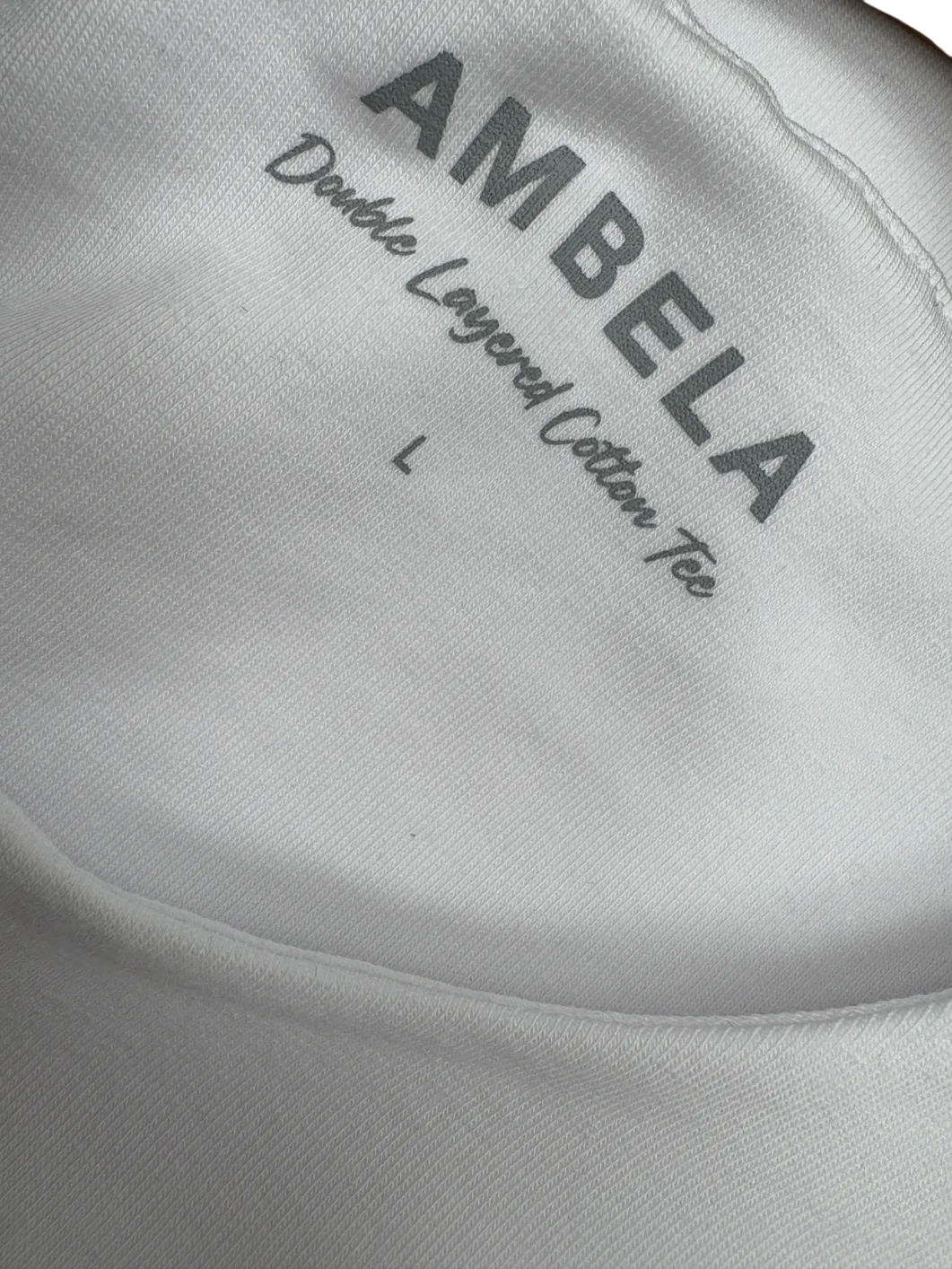 Ambela White Double Layered Cotton T-shirt UK L