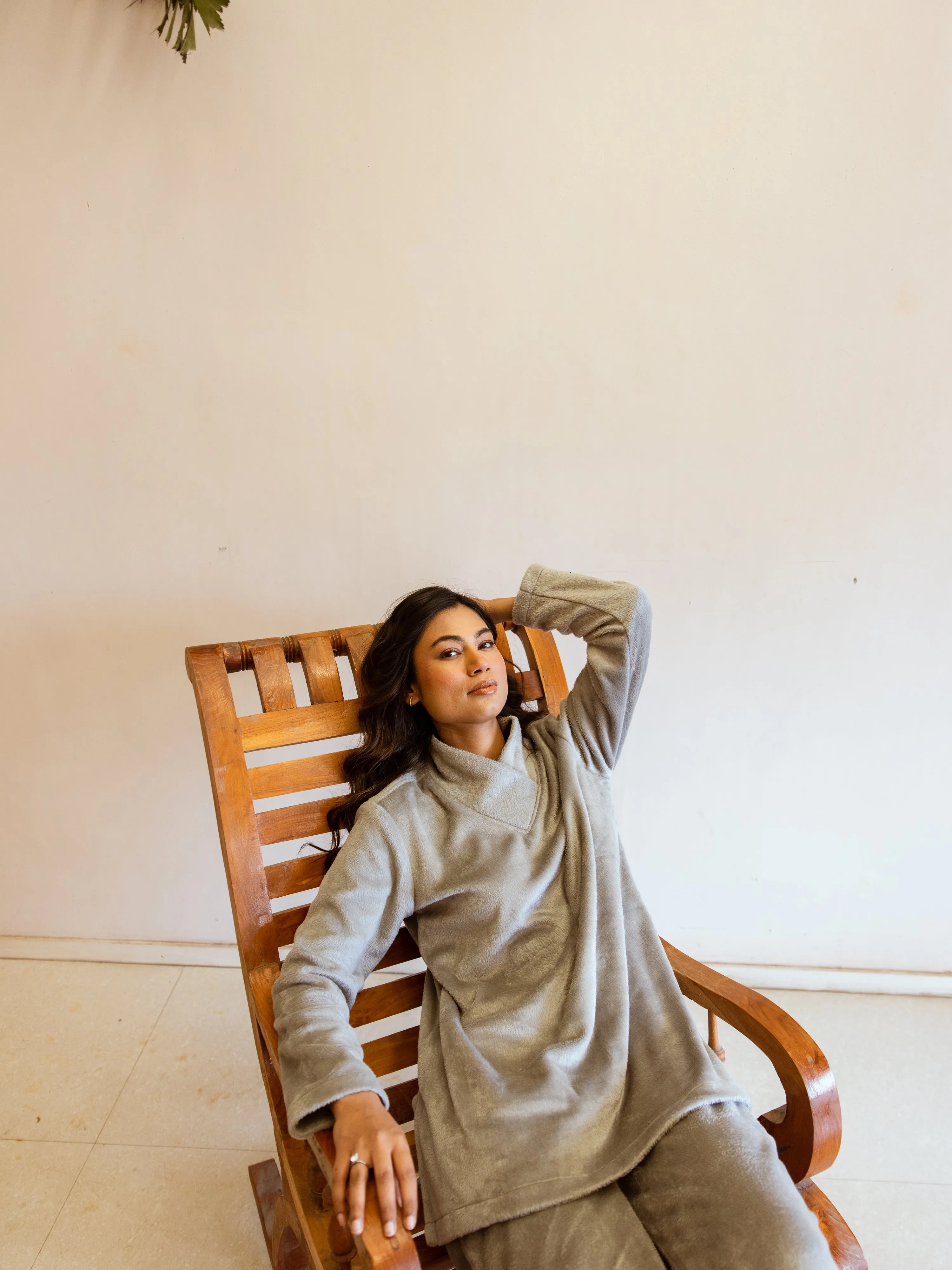 Cross Neck Super Soft Grey Woollen Set