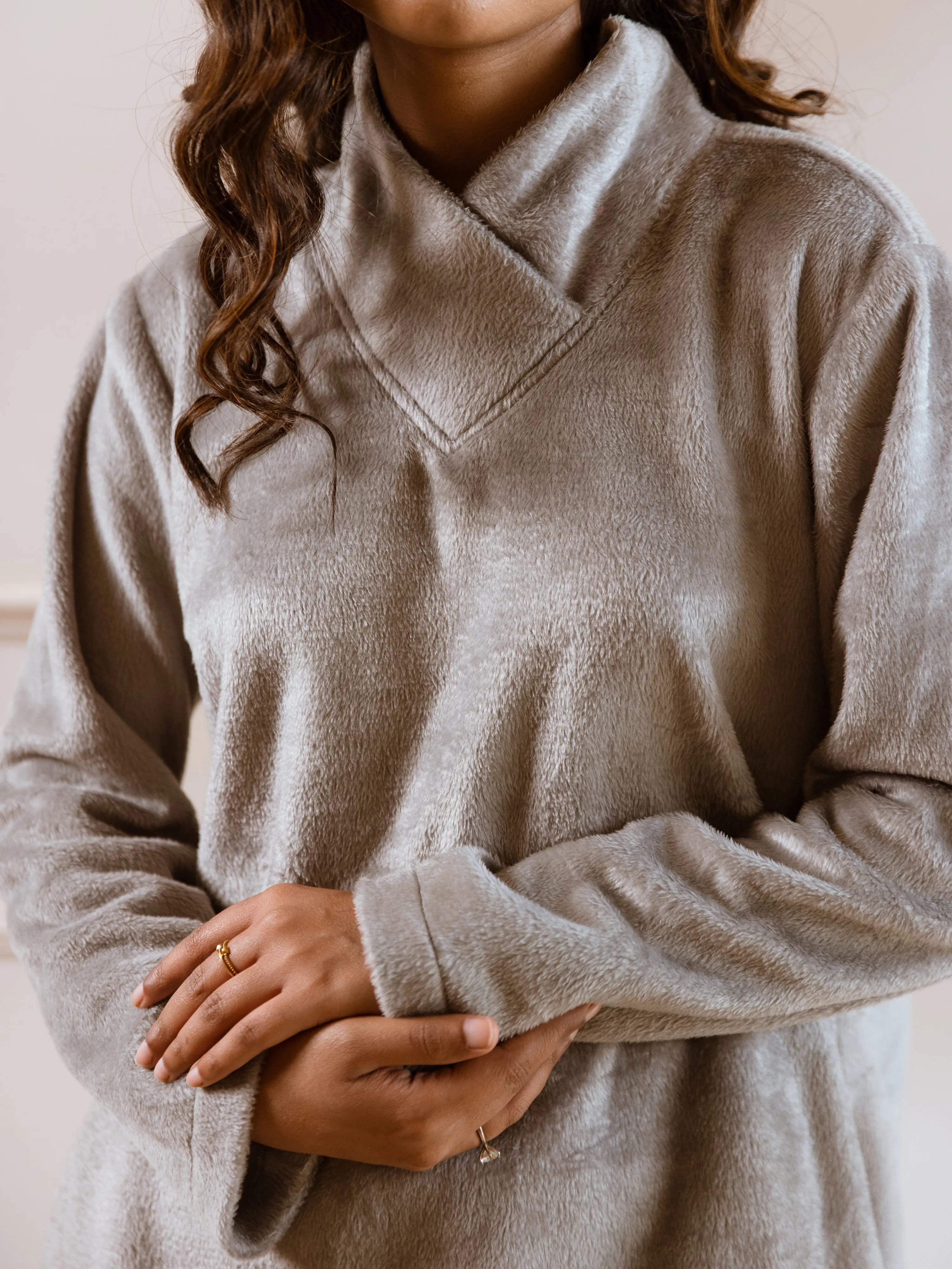 Cross Neck Super Soft Grey Woollen Set