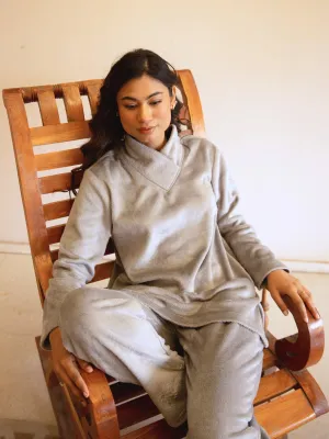 Cross Neck Super Soft Grey Woollen Set