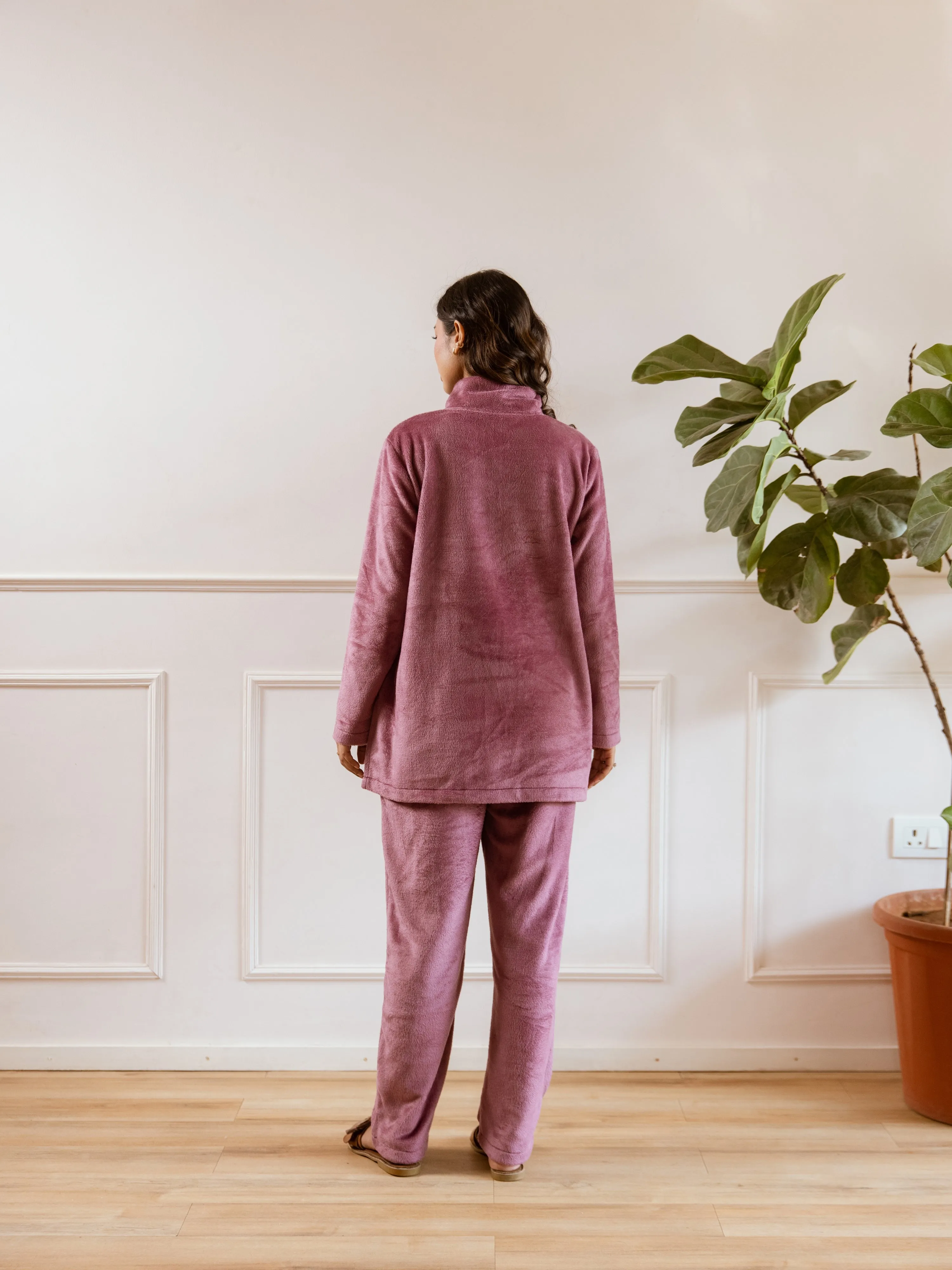 Cross Neck Super Soft Purple Woollen Set