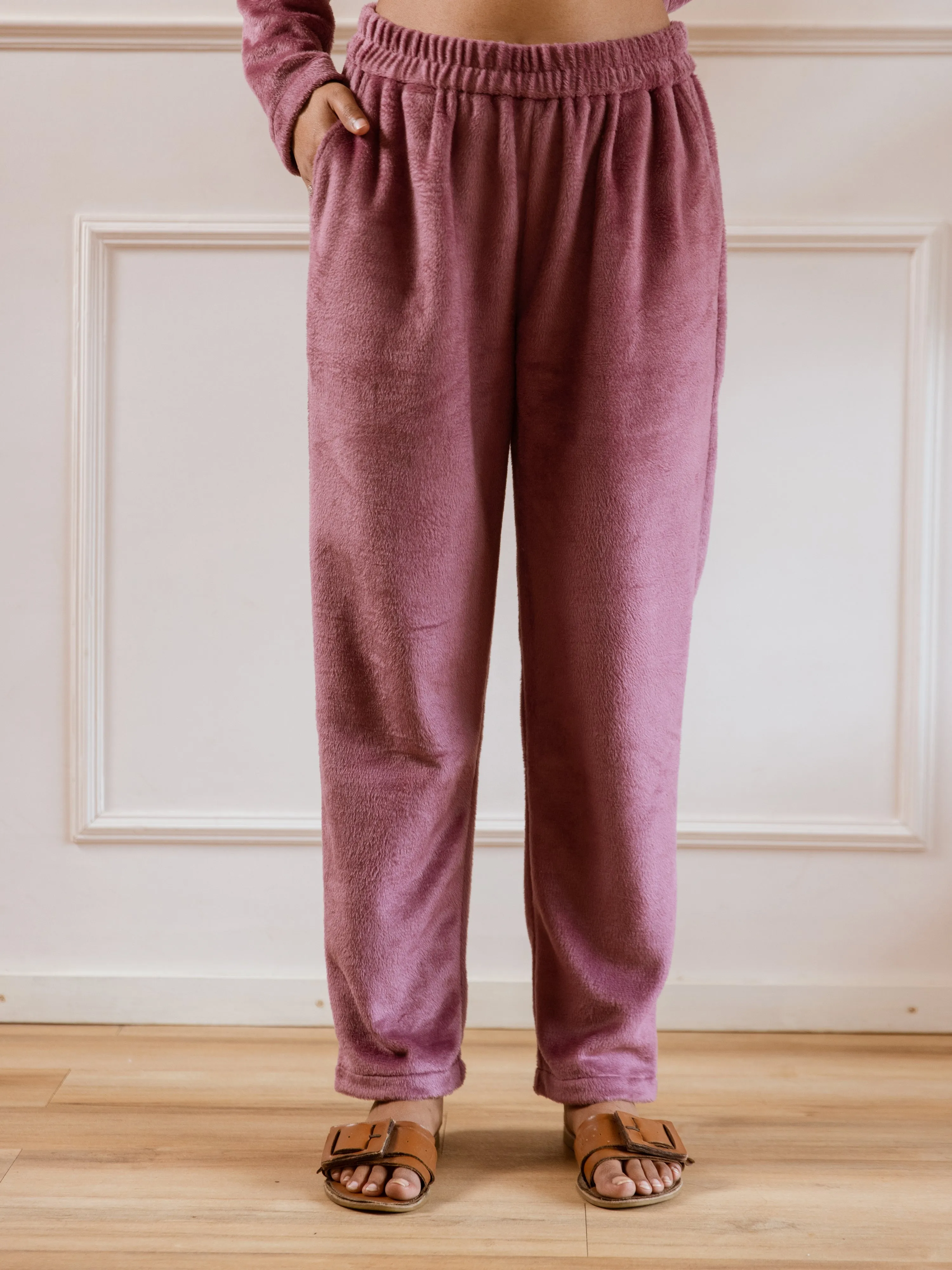 Cross Neck Super Soft Purple Woollen Set