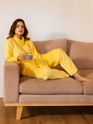 Cross Neck Super Soft Yellow Woollen Set