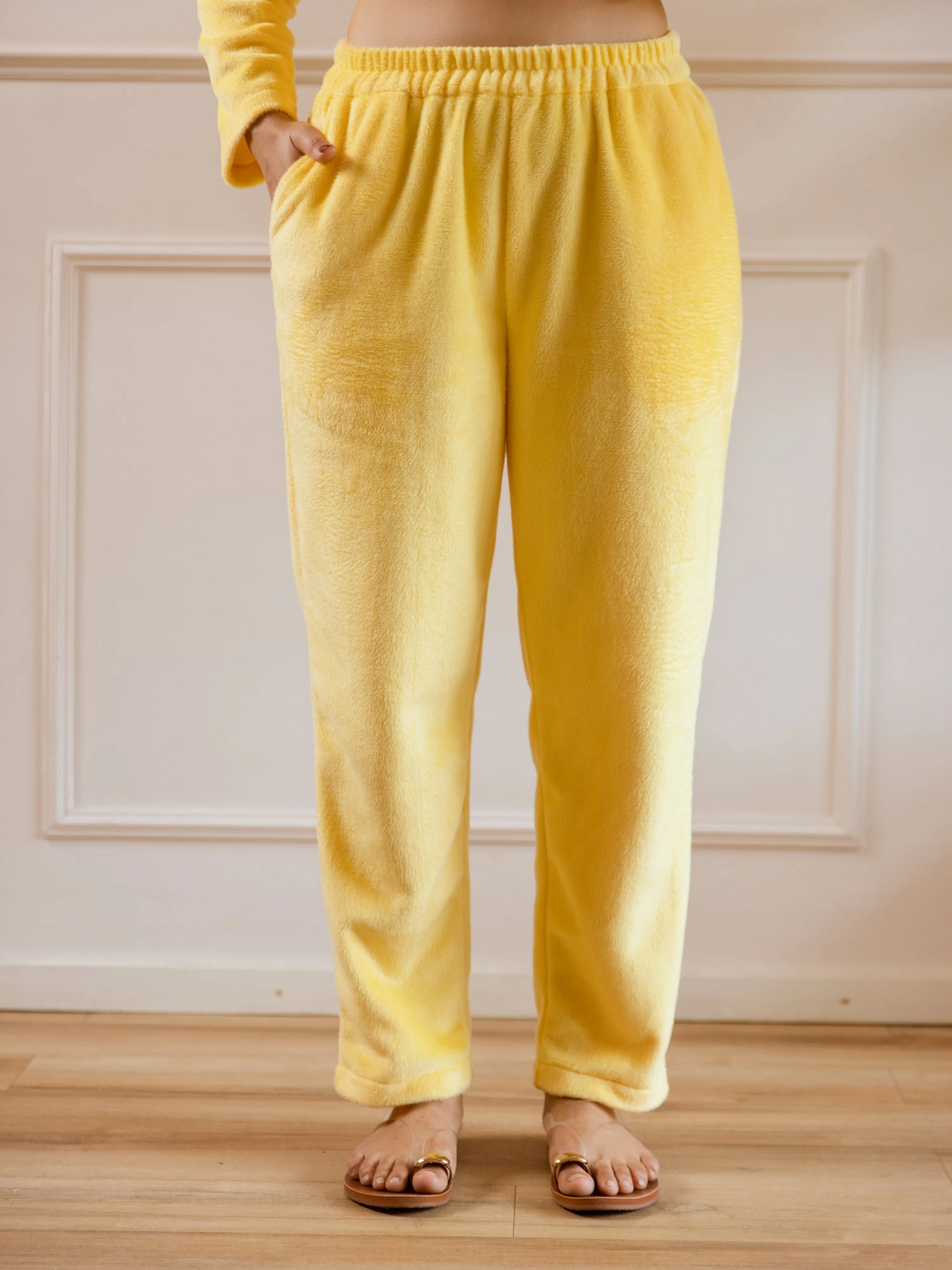 Cross Neck Super Soft Yellow Woollen Set