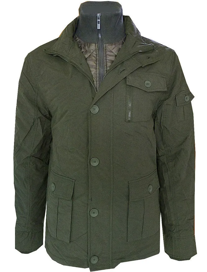 Dissident Cotton Mix Jacket with Quilted Jacket Insert in Green