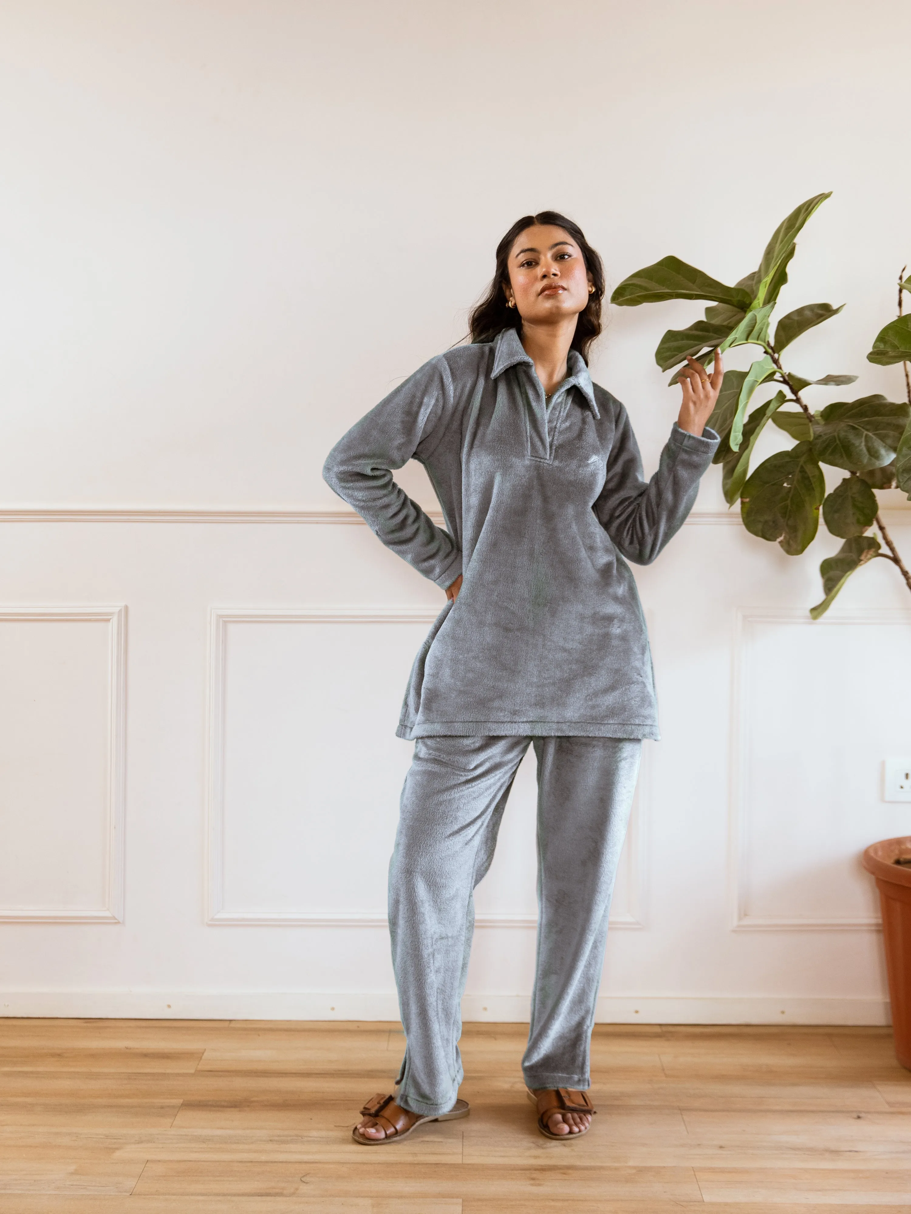 Grey Super Soft Woollen Collar Set