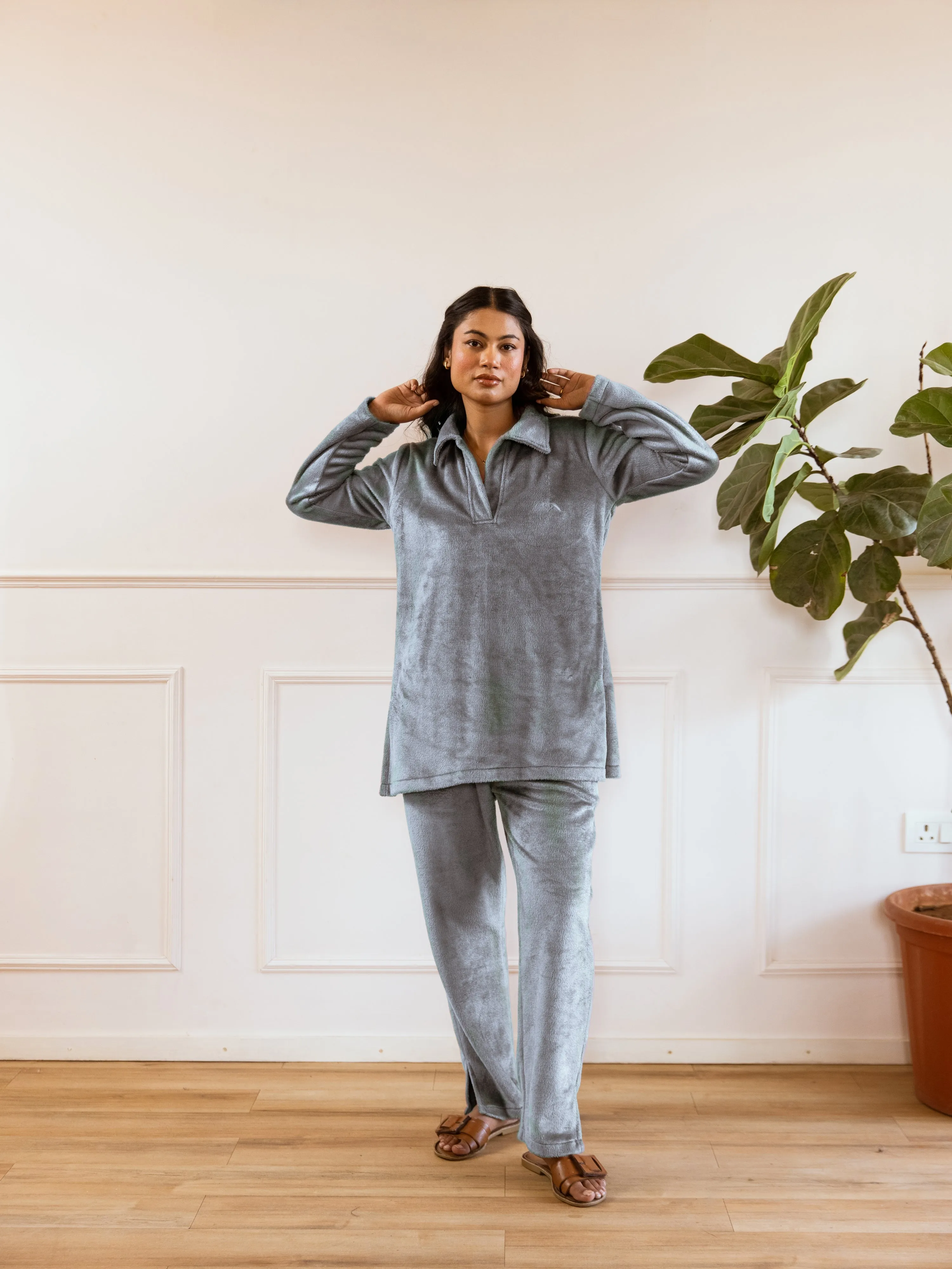 Grey Super Soft Woollen Collar Set