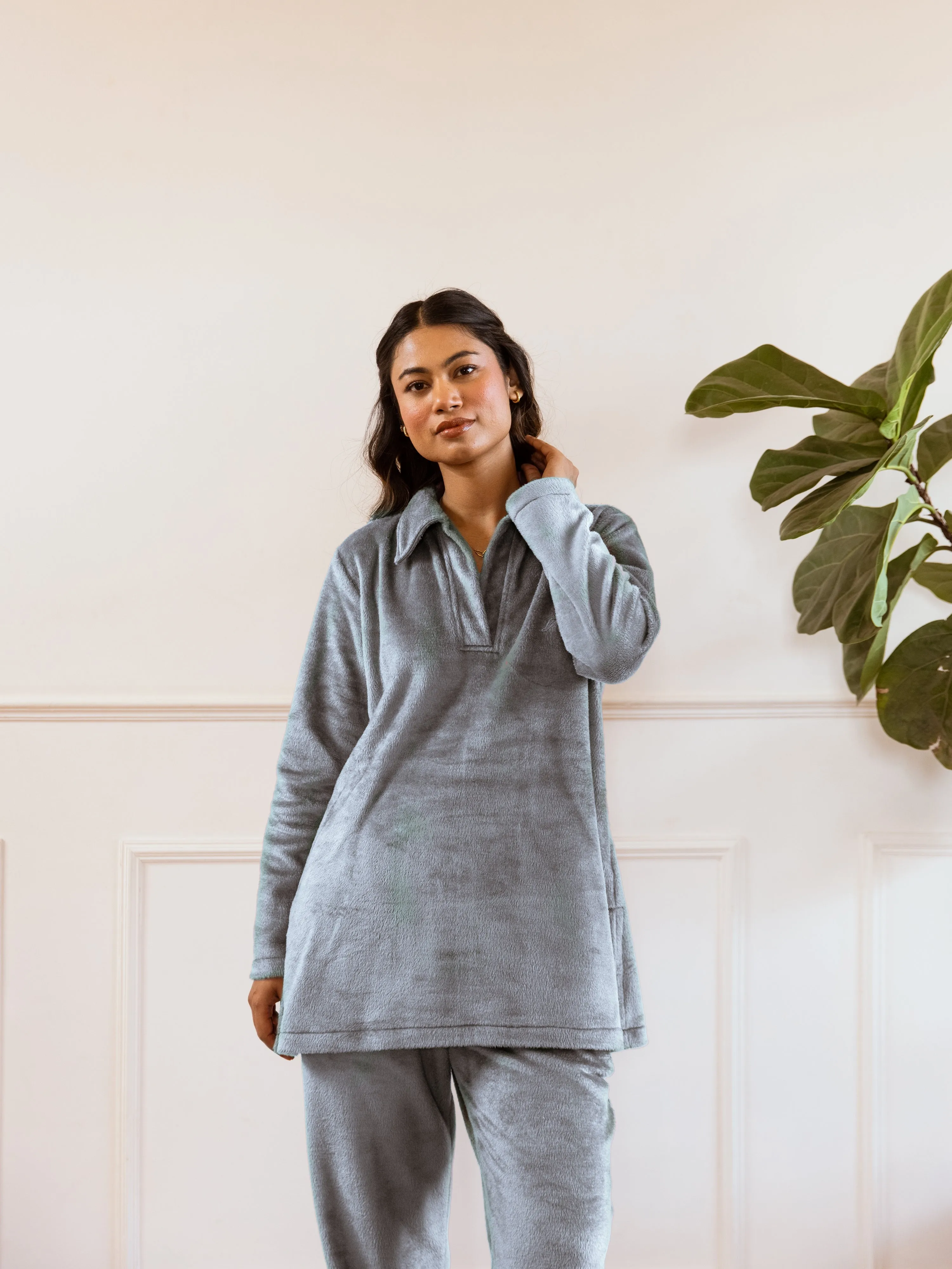 Grey Super Soft Woollen Collar Set