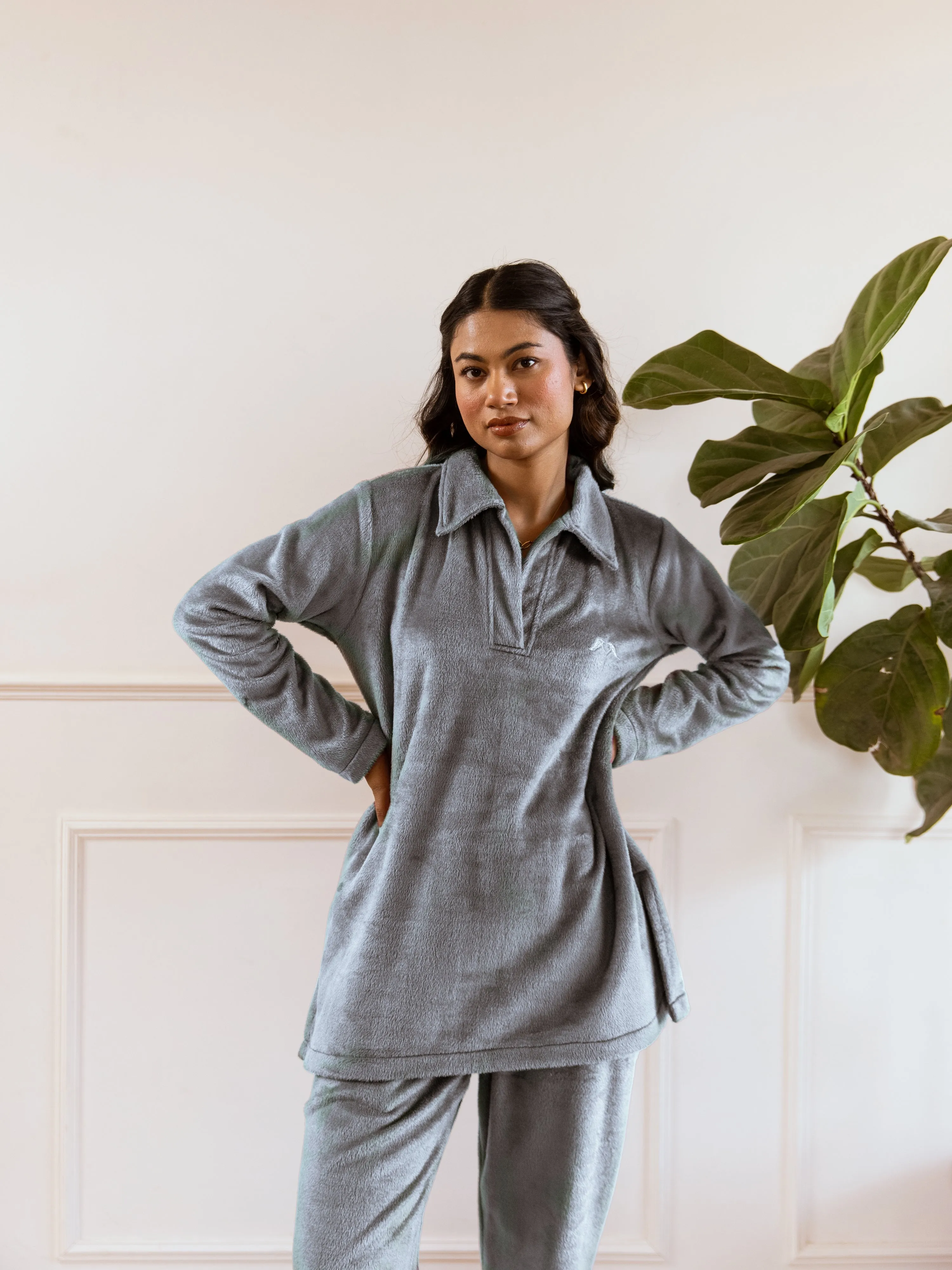 Grey Super Soft Woollen Collar Set