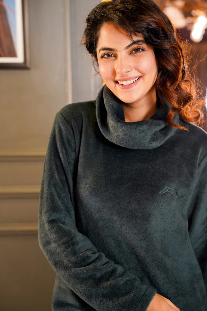 High Neck Super Soft Emerald Woollen Set