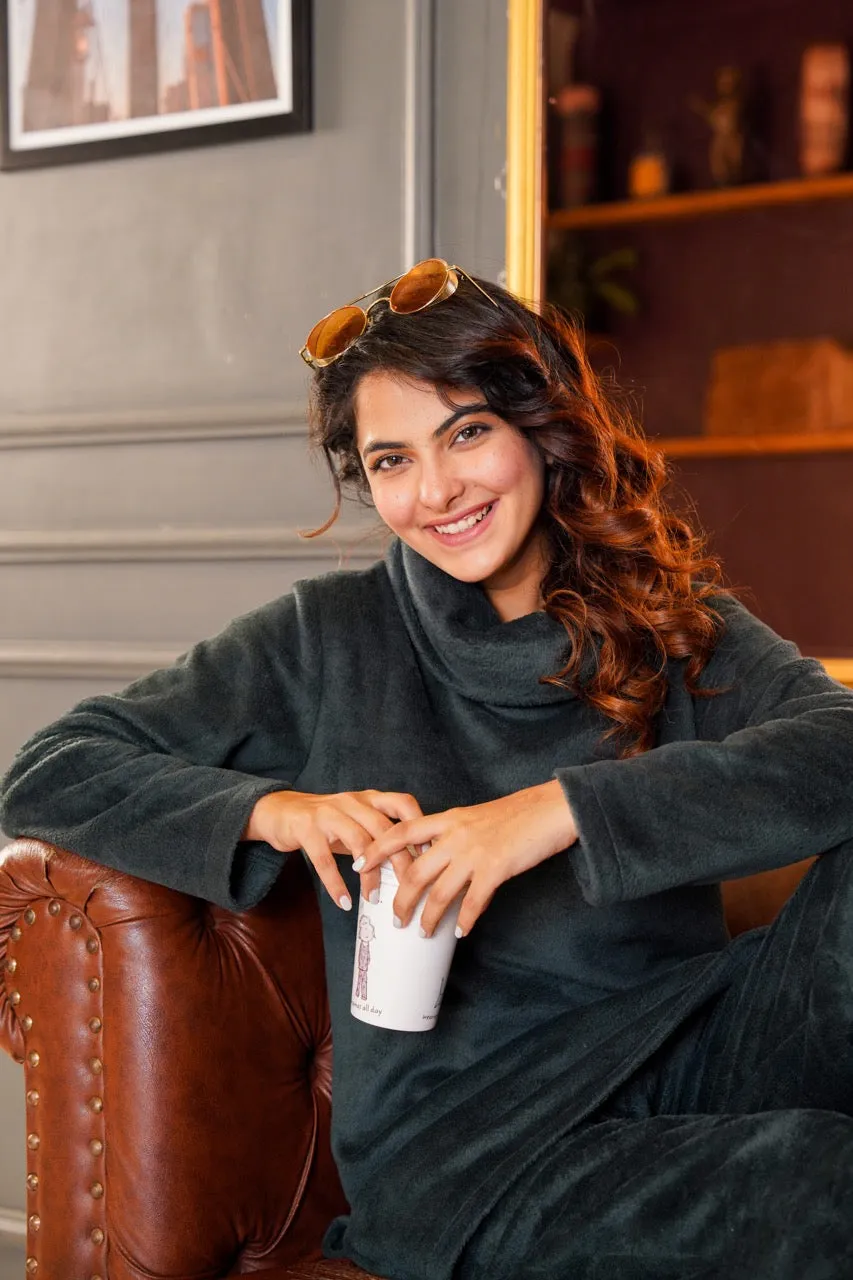 High Neck Super Soft Emerald Woollen Set