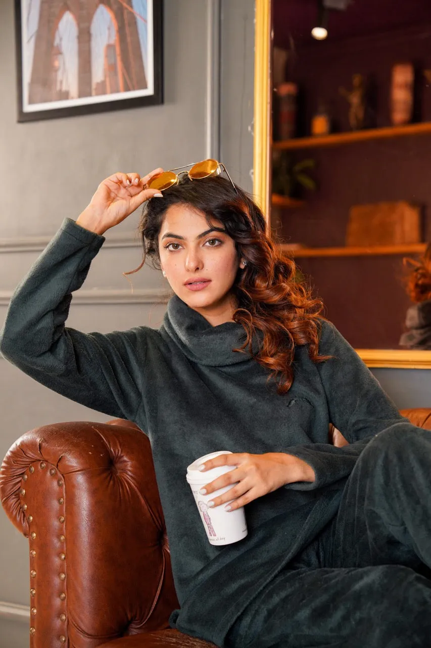 High Neck Super Soft Emerald Woollen Set