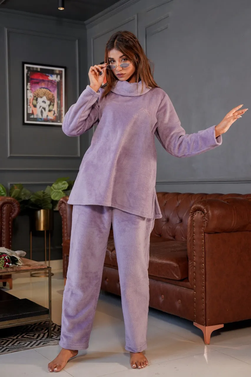 High Neck Super Soft Lavender Woollen Set
