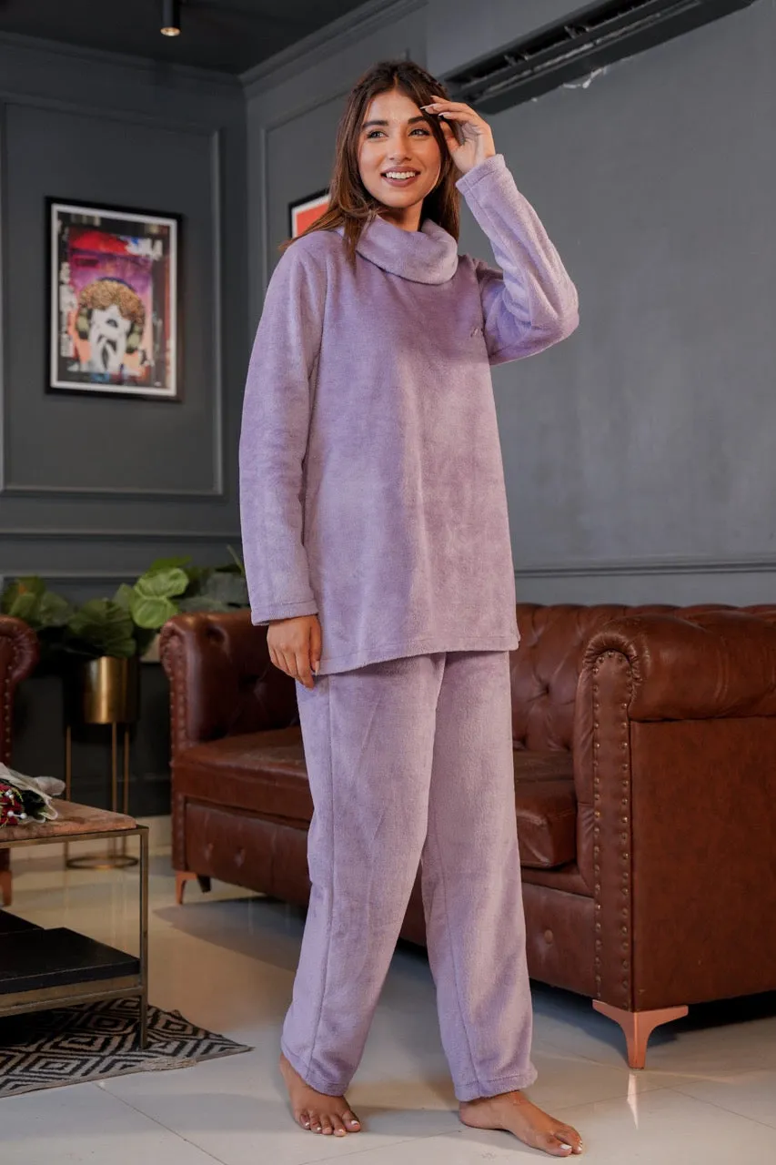 High Neck Super Soft Lavender Woollen Set