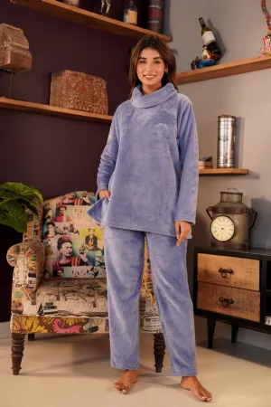 High Neck Super Soft Light Blue Woollen Set