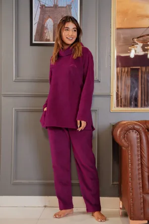 High Neck Super Soft Wine Woollen Set