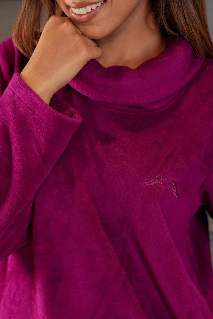 High Neck Super Soft Wine Woollen Set