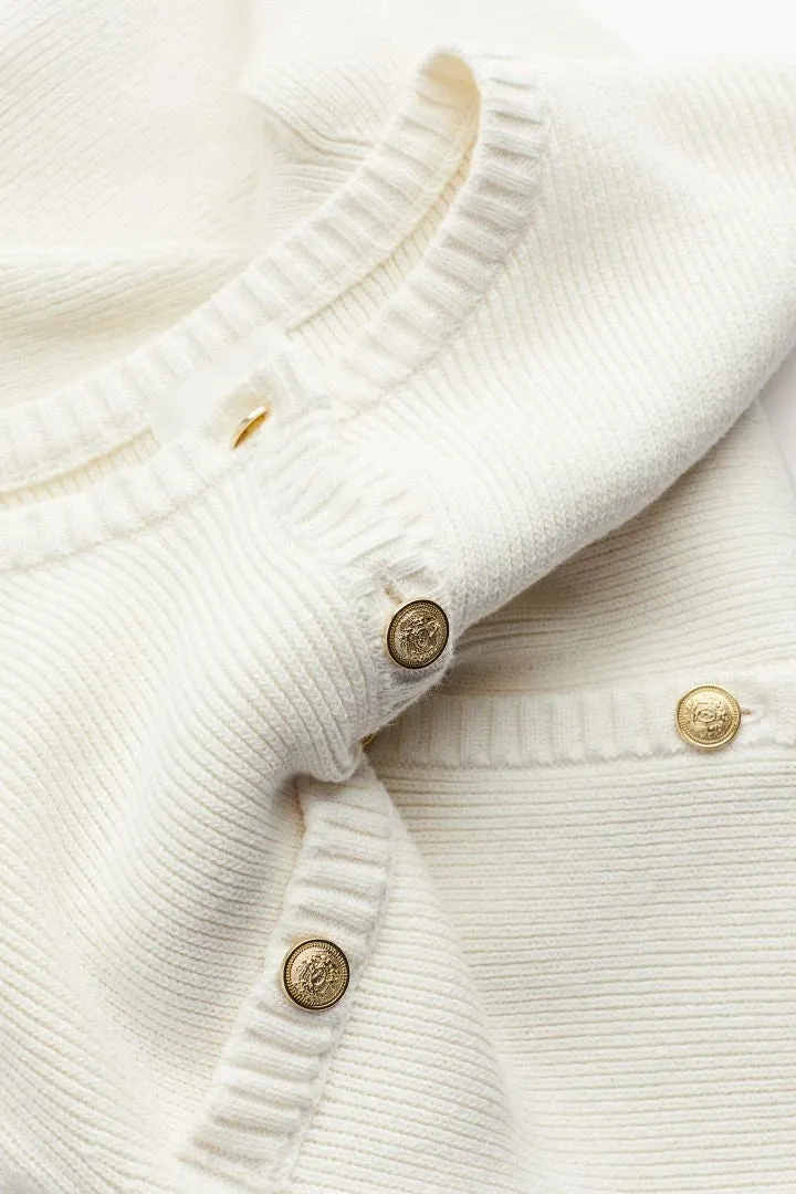 Knit Mini Dress for Fashionable Women – Golden Buttons Accents