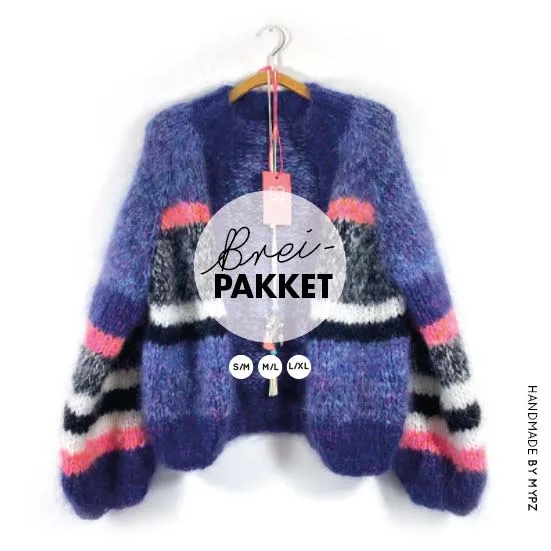 Knitting Kit – MYPZ Chunky Raglan Cardigan No.9 Miss Blue (ENG-NL)