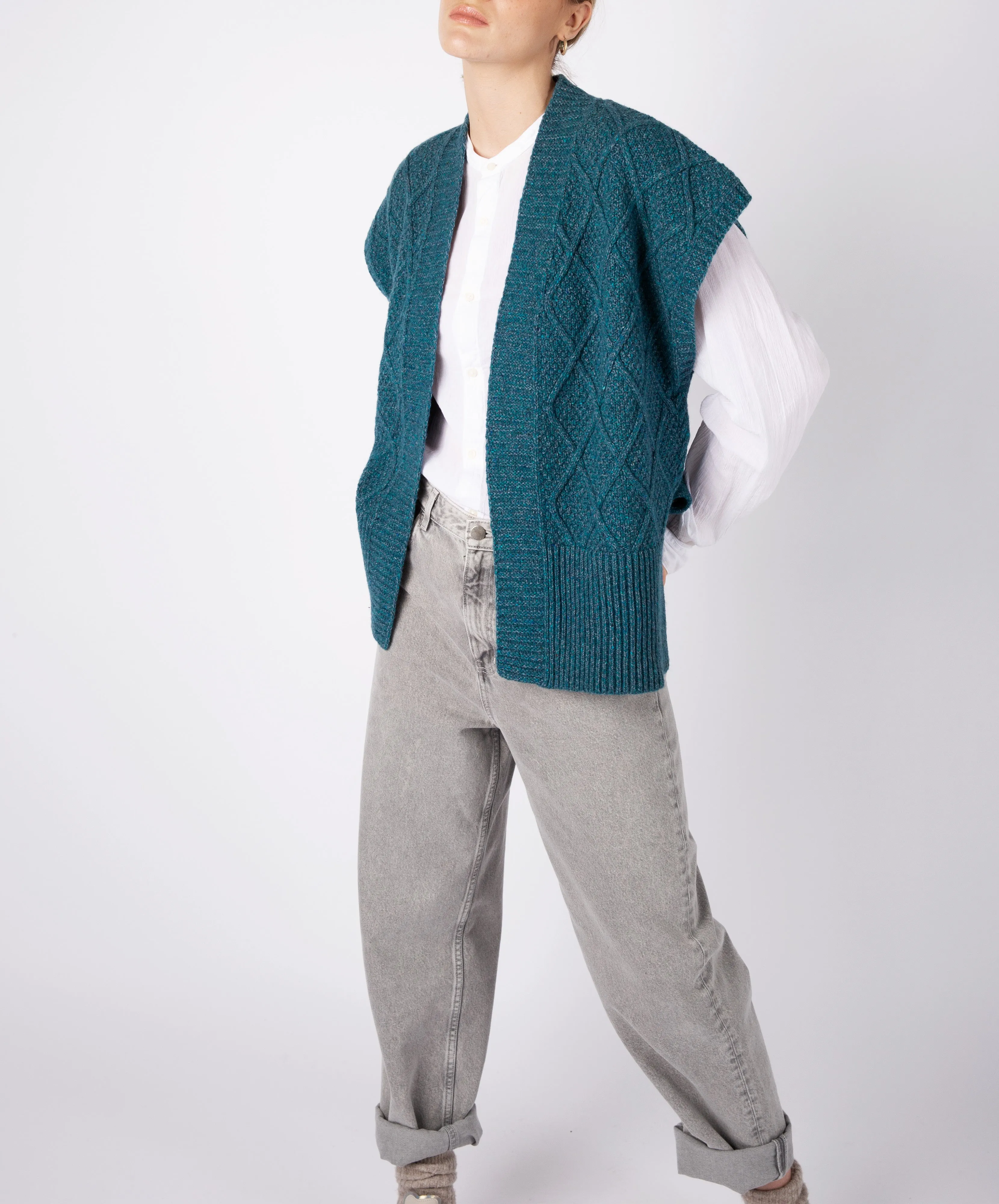 Nettle' Diamond Pattern Vest Aquamarine