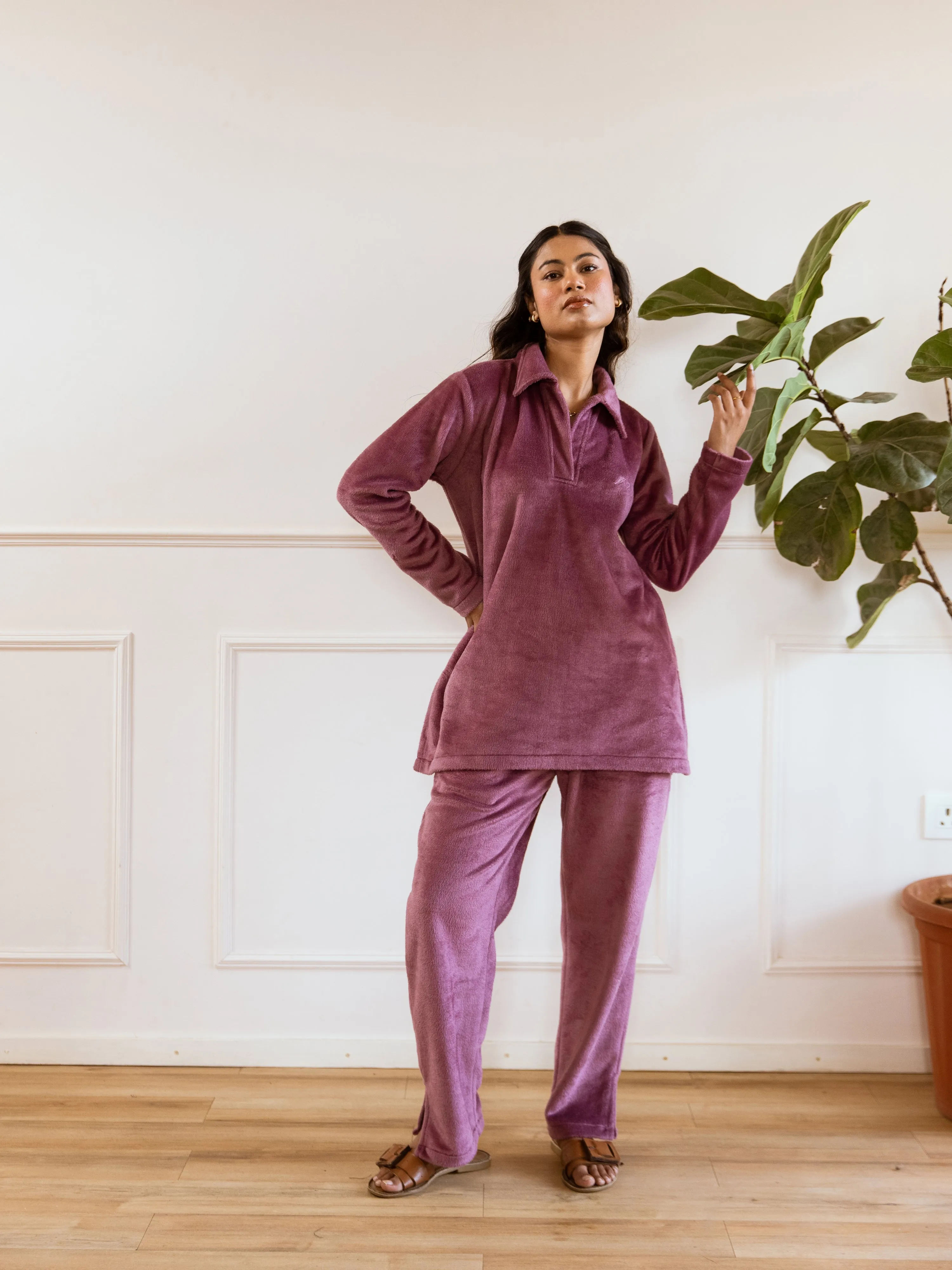 Purple Super Soft Woollen Collar Set