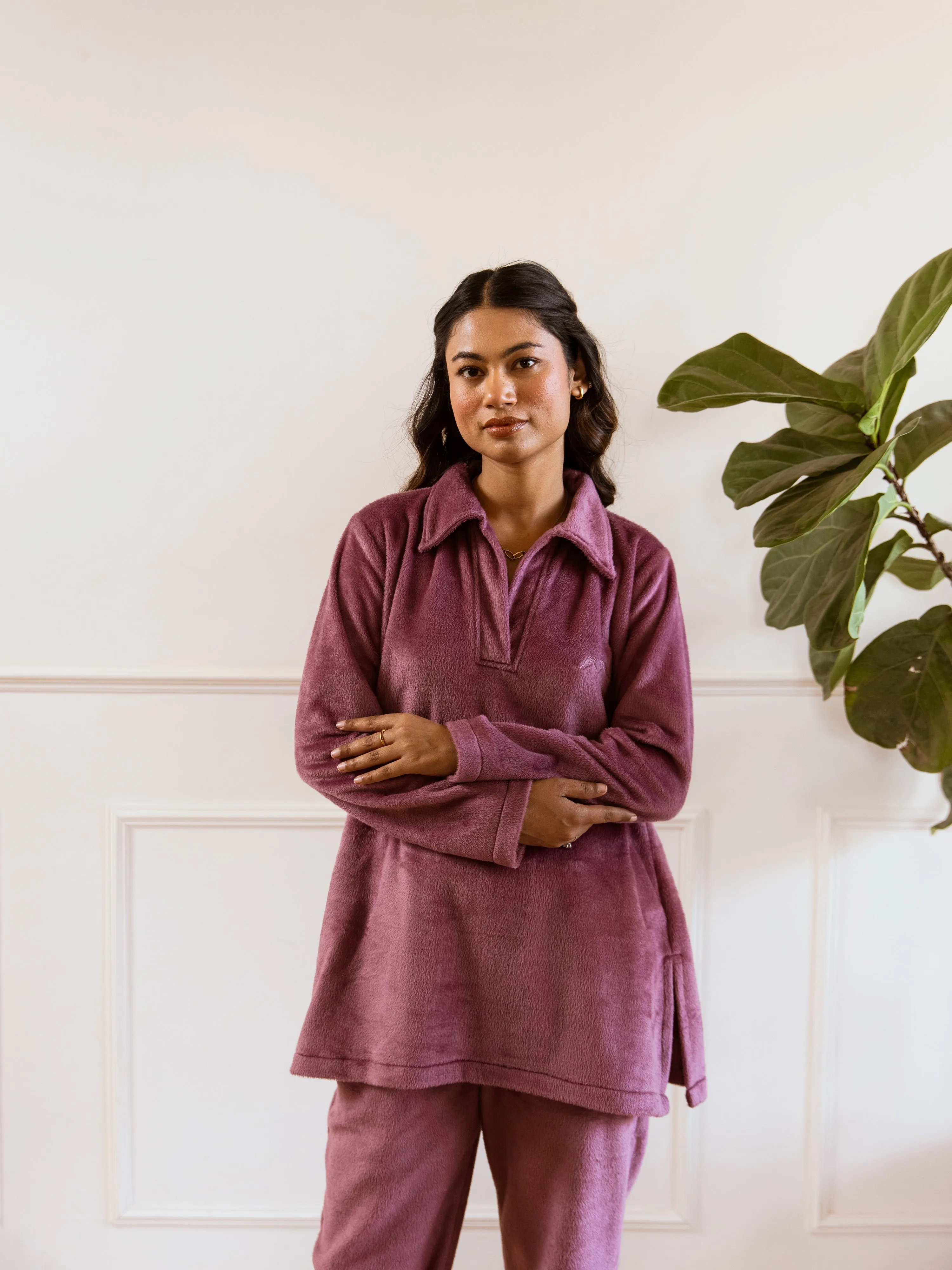 Purple Super Soft Woollen Collar Set