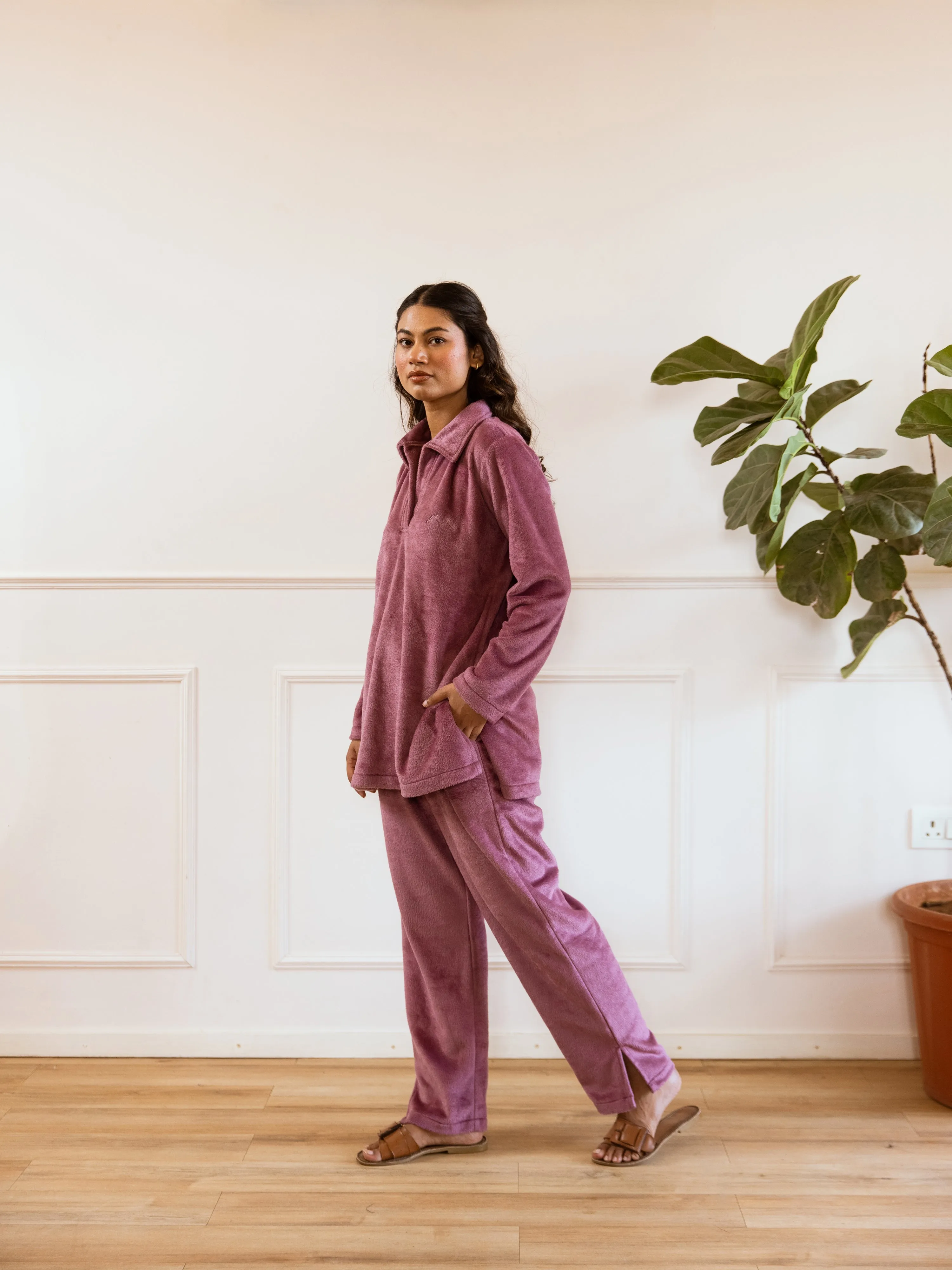 Purple Super Soft Woollen Collar Set