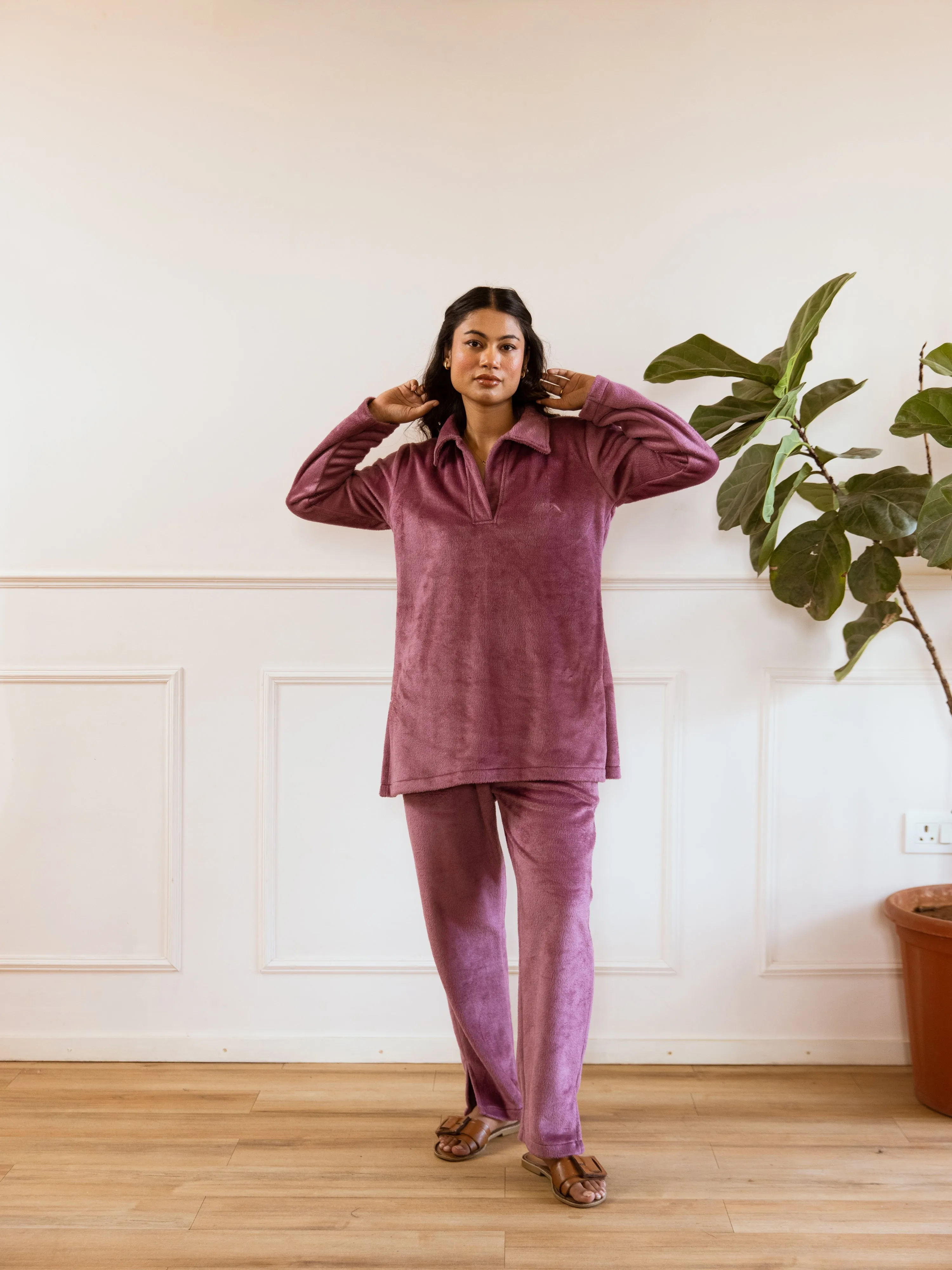 Purple Super Soft Woollen Collar Set