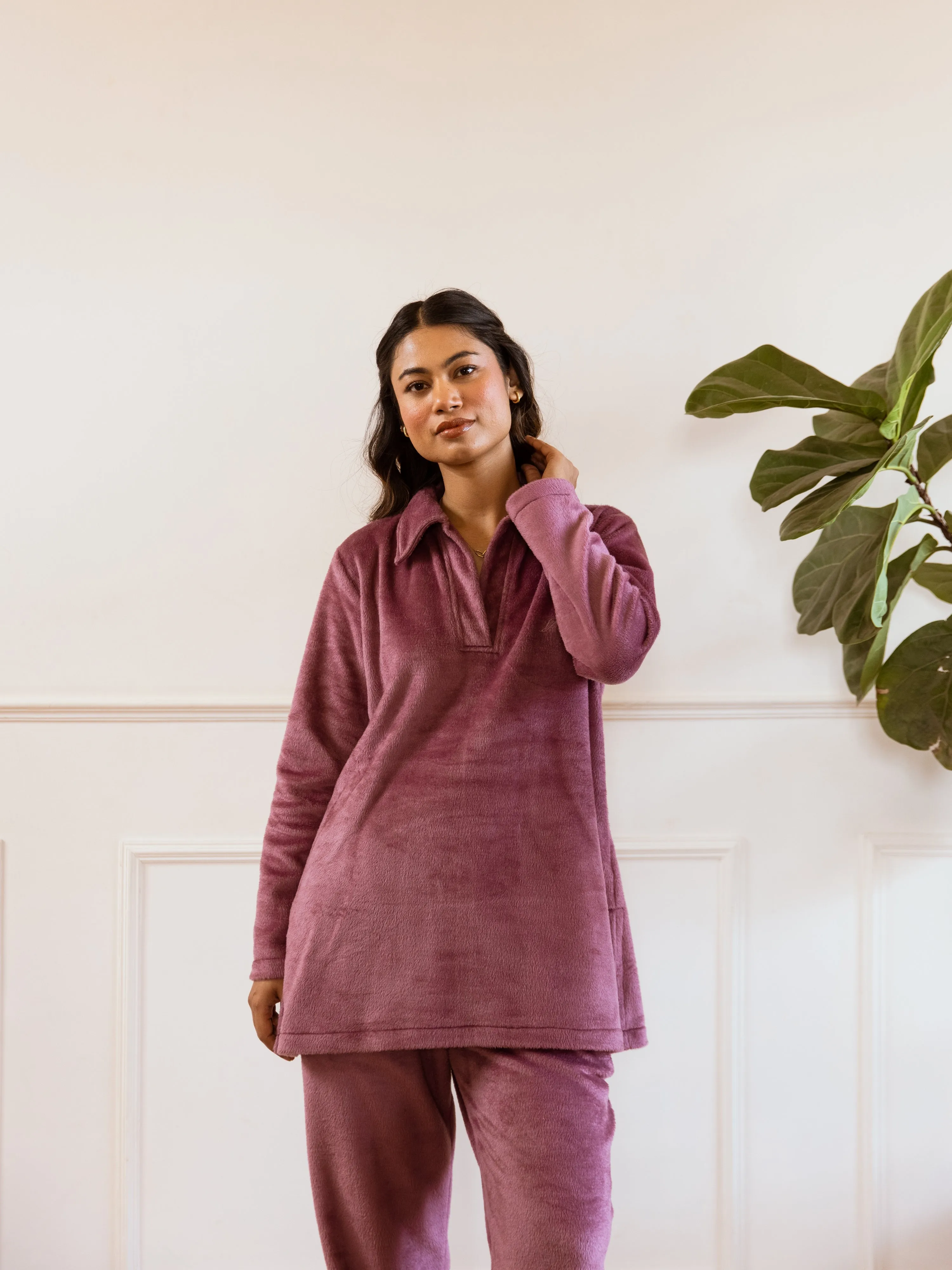Purple Super Soft Woollen Collar Set