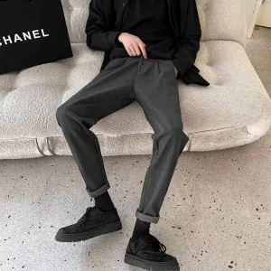 WIAOFELLAS Men Autumn Winter New Business Dress Pants Men High Waist Streetwear Casual Trousers Male Woolen Formal Suit Pants W181