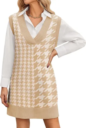 Zeagoo Women's Oversized Fall Sweater Vest Dress Winter Casual V Neck Sleeveless Loose Knit Pullover Sweater 2025